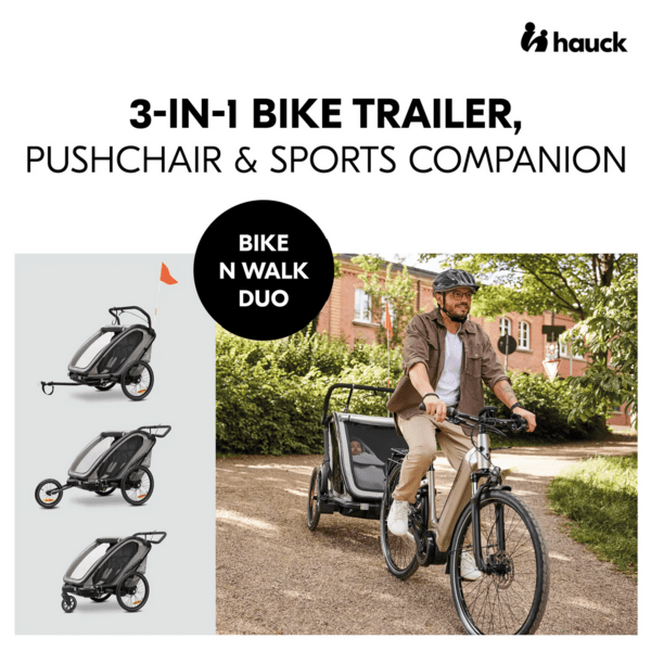 Vežimėlis vaikams prie dviračio Hauck N Walk Duo pilkas