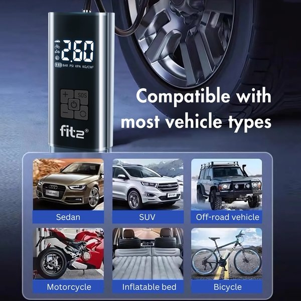 Elektrinė-akumuliatorinė oro pompa FIT2 Bike